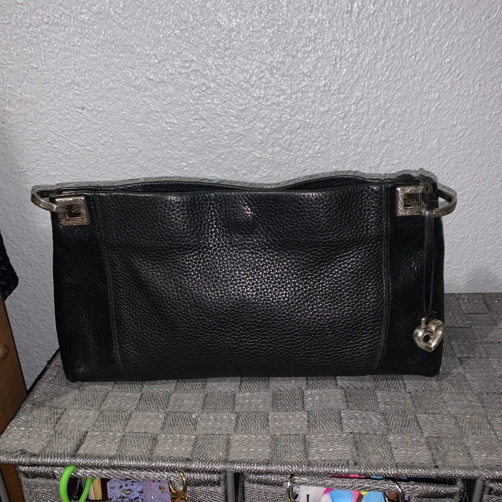 Brighton Black Leather Handbag with Heart Charm